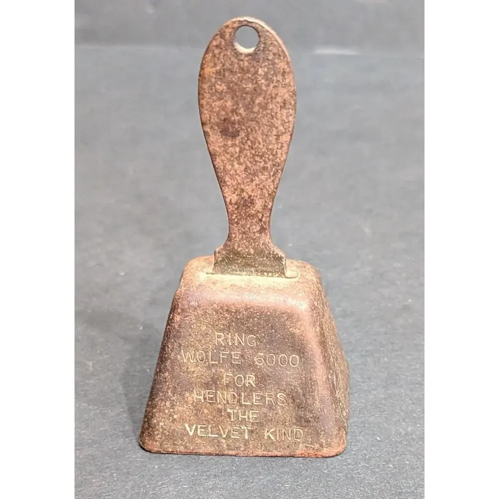 Antique Hendlers Ice Cream The Velvet Kind Cowbell Wolfe 6000 Baltimore Copper